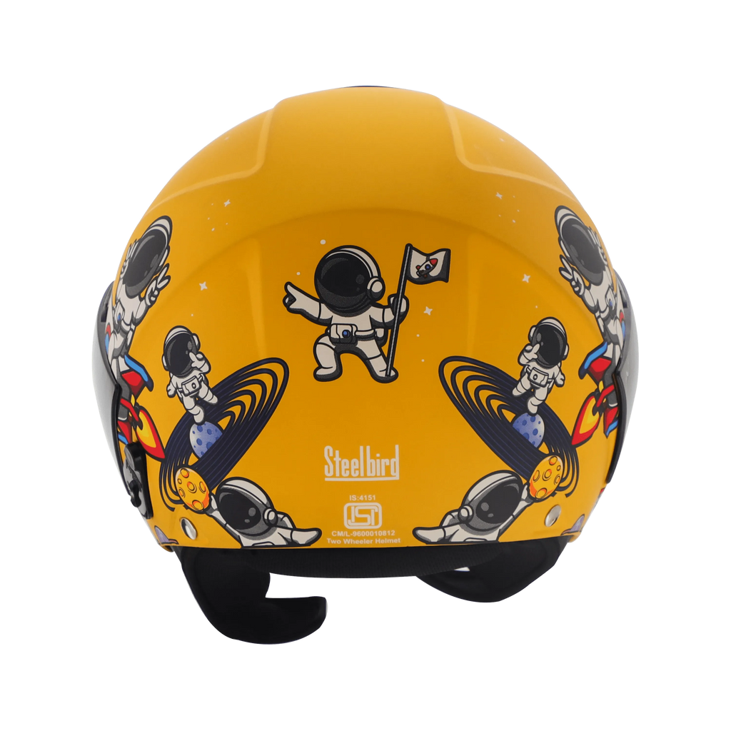 Steelbird Sbh 5 Astronaut Moon Yellow Half Face Helmet