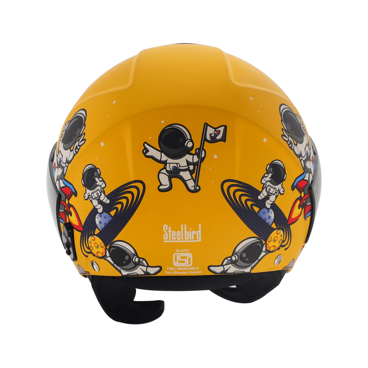 Steelbird Sbh 5 Astronaut Moon Yellow Half Face Helmet