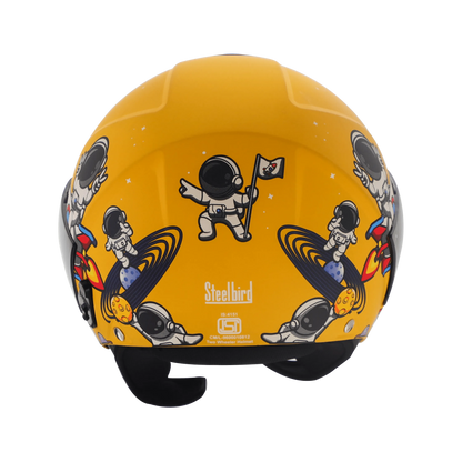 Steelbird Sbh 5 Astronaut Moon Yellow Half Face Helmet