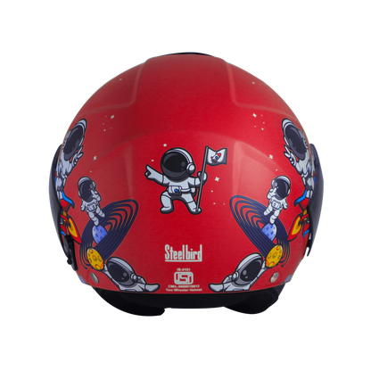 Steelbird Sbh 5 Astronaut Red Half Face Helmet