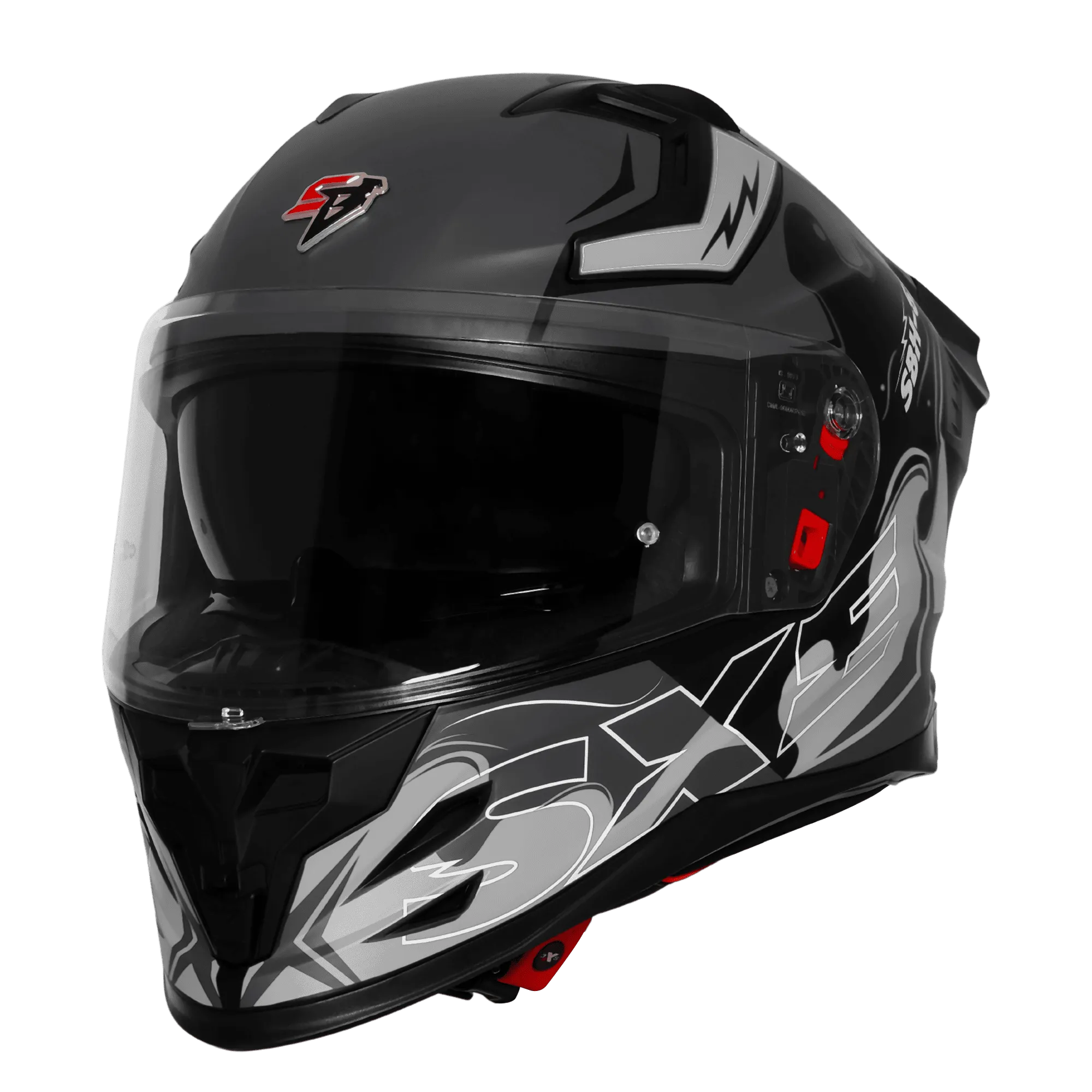 Steelbird Sbh 61 Sxe St3 Black Gray Full Face Helmet