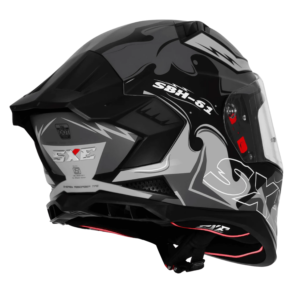 Steelbird Sbh 61 Sxe St3 Black Gray Full Face Helmet