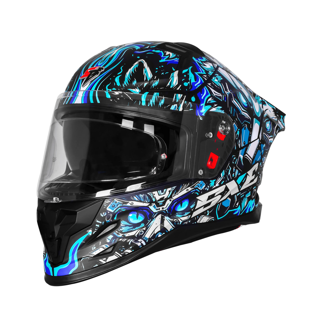Steelbird Sbh 61 Sxe Sp1 Black Sky Blue Full Face Helmet