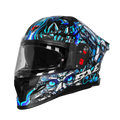 Steelbird Sbh 61 Sxe Sp1 Black Sky Blue Full Face Helmet
