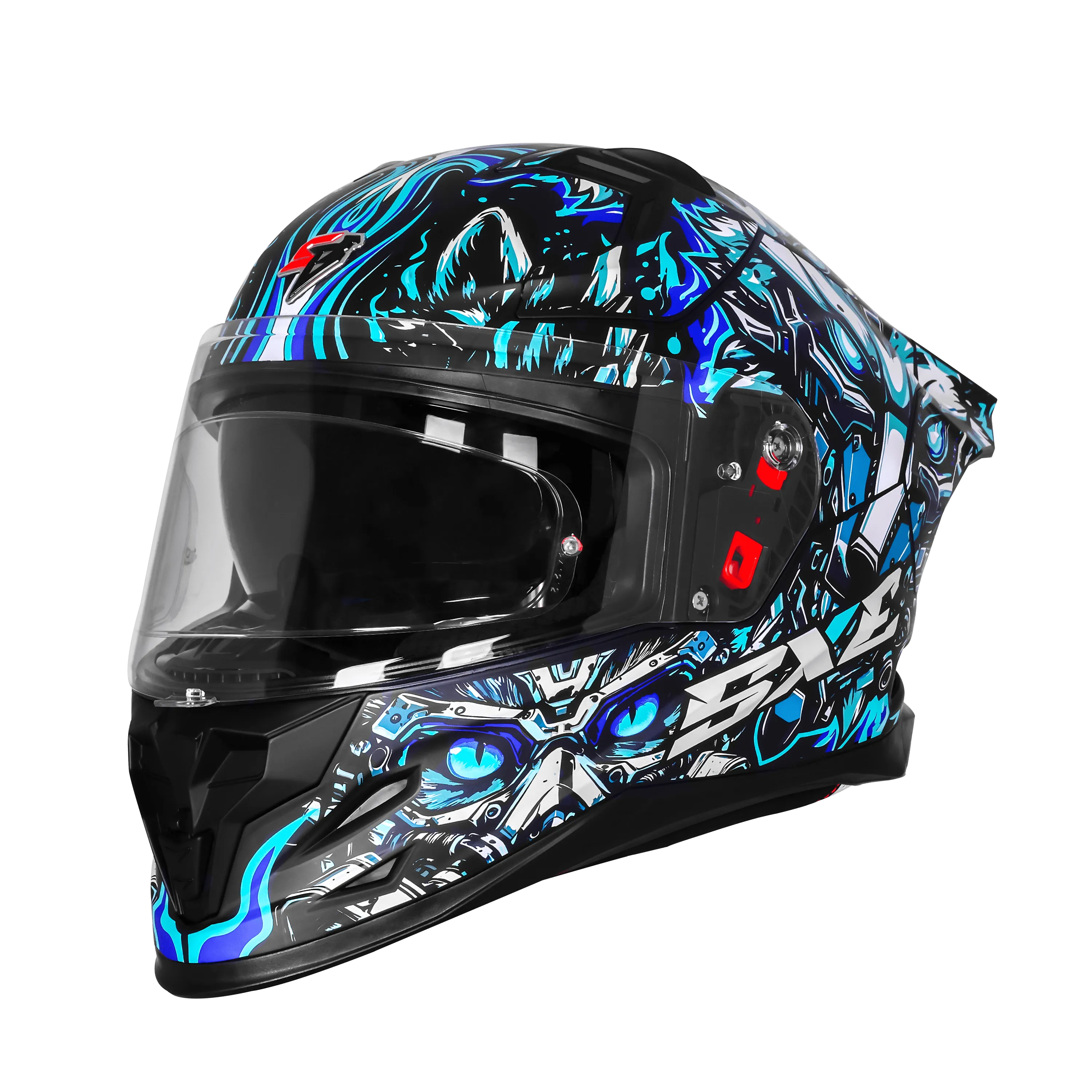 Steelbird Sbh 61 Sxe Sp1 Black Sky Blue Full Face Helmet
