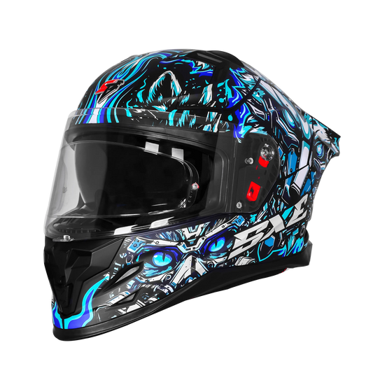 Steelbird Sbh 61 Sxe Sp1 Black Sky Blue Full Face Helmet