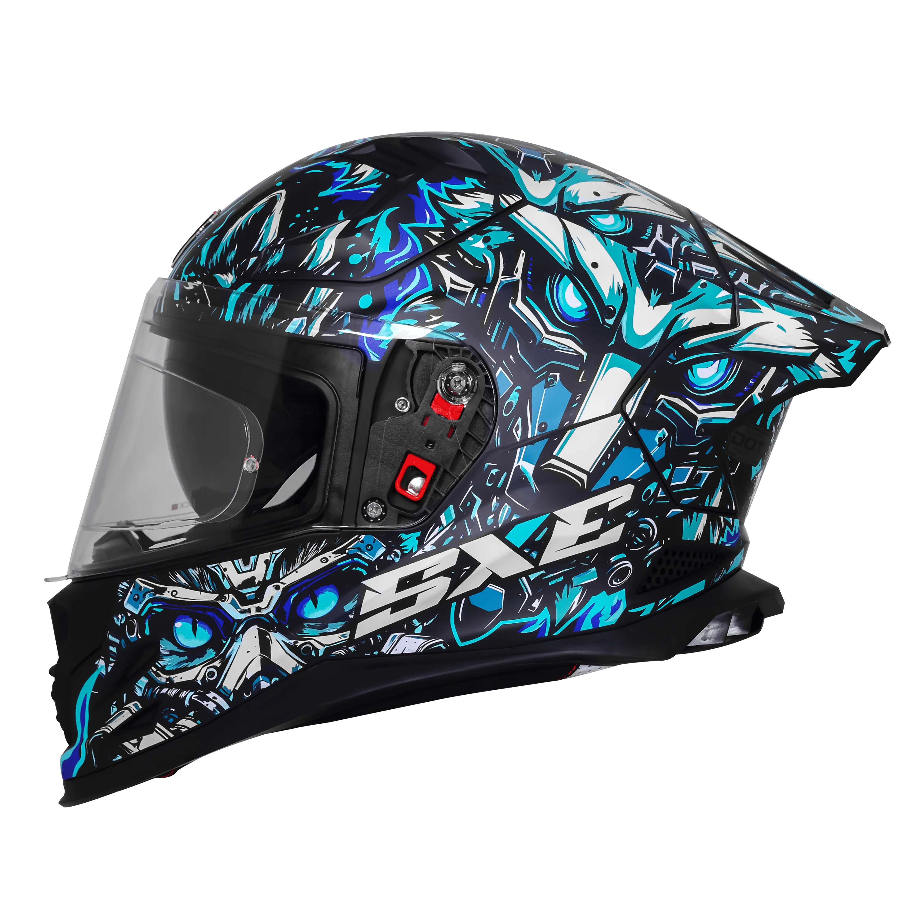 Steelbird Sbh 61 Sxe Sp1 Black Sky Blue Full Face Helmet
