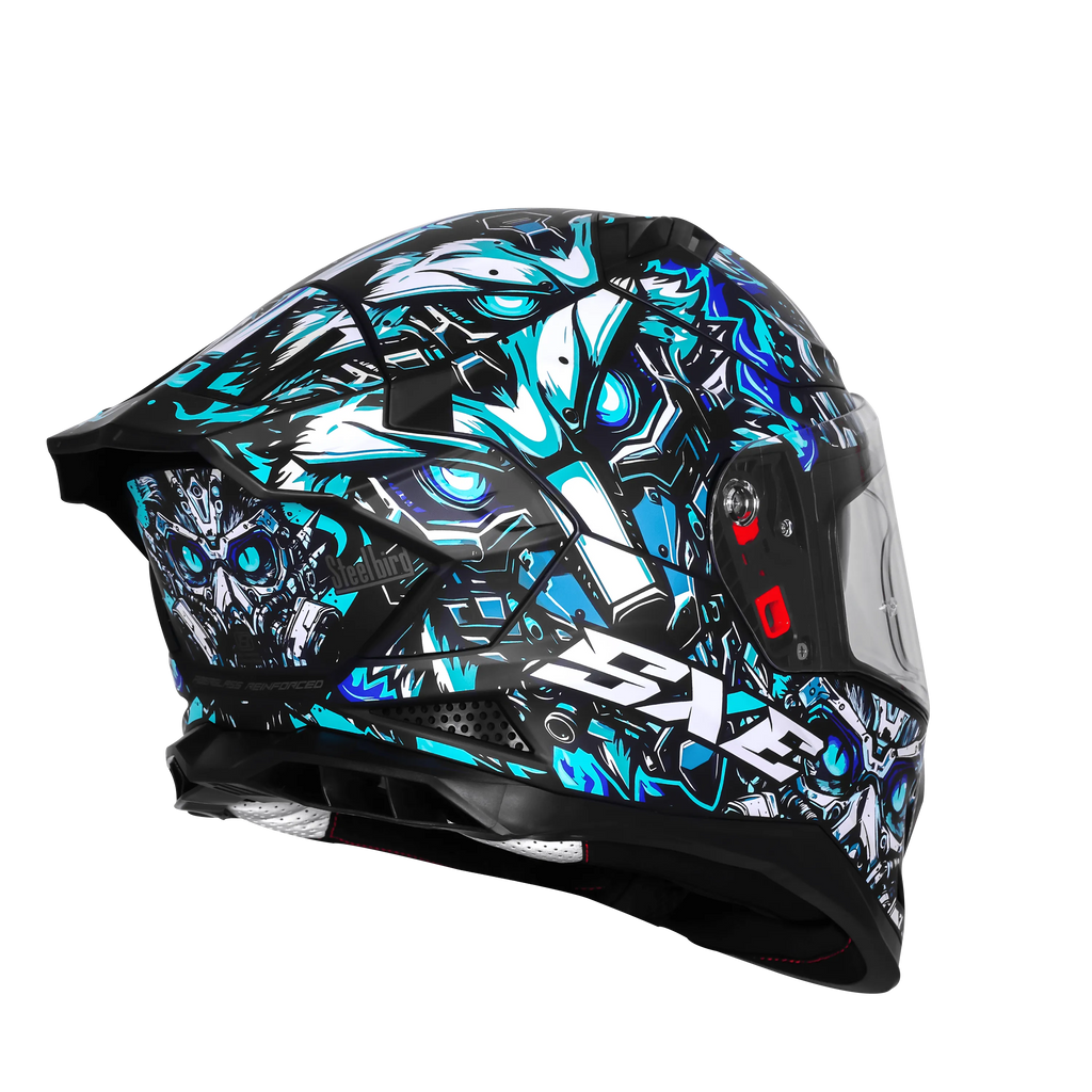 Steelbird Sbh 61 Sxe Sp1 Matt Black Sky Blue Full Face Helmet