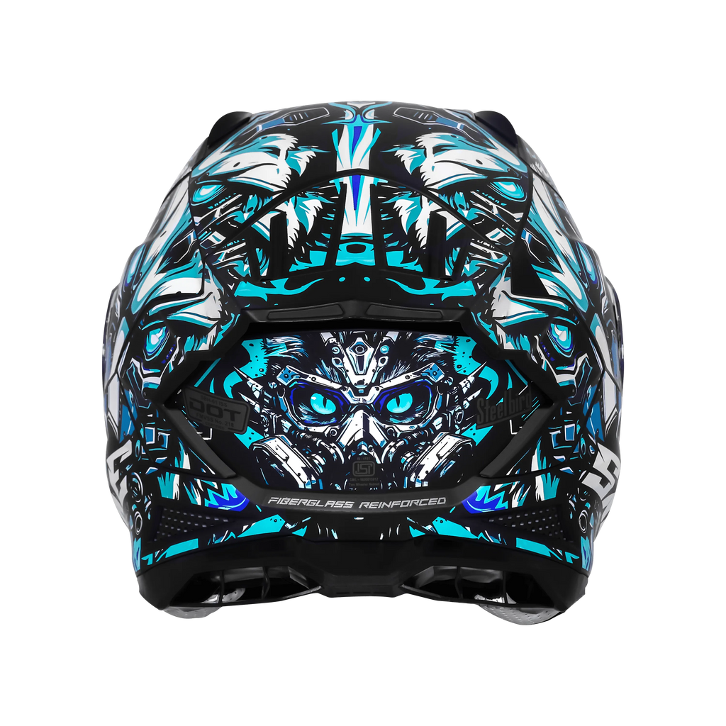 Steelbird Sbh 61 Sxe Sp1 Matt Black Sky Blue Full Face Helmet