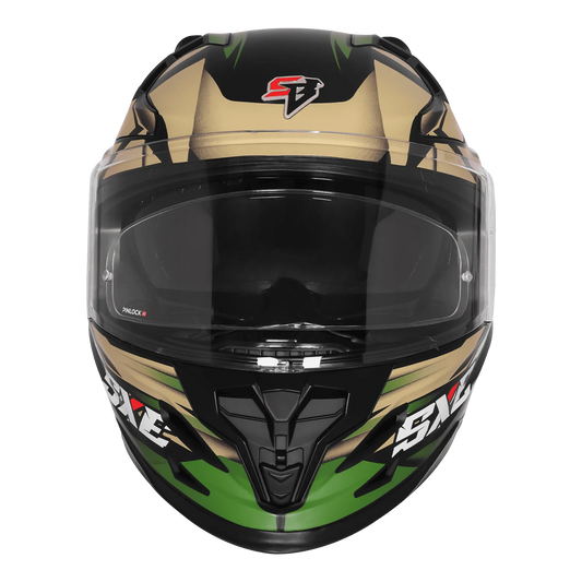 Steelbird Sbh 61 Sxe Sp2 Black Battle Green Full Face Helmet