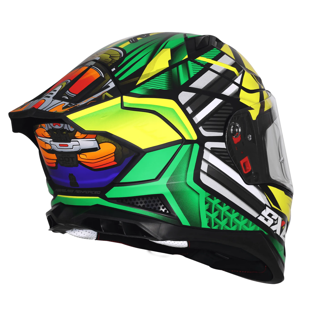 Steelbird Sbh 61 Sxe Sp2 Black Green Full Face Helmet