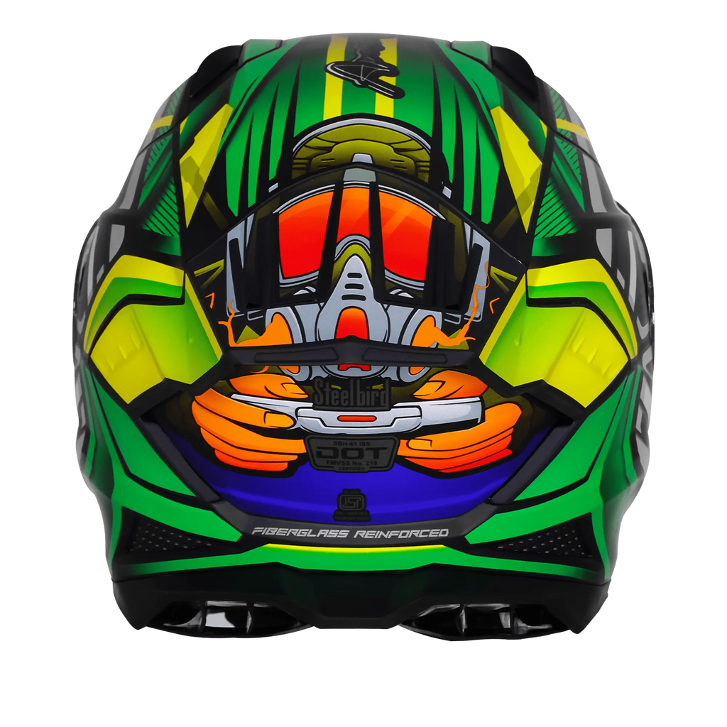 Steelbird Sbh 61 Sxe Sp2 Black Green Full Face Helmet