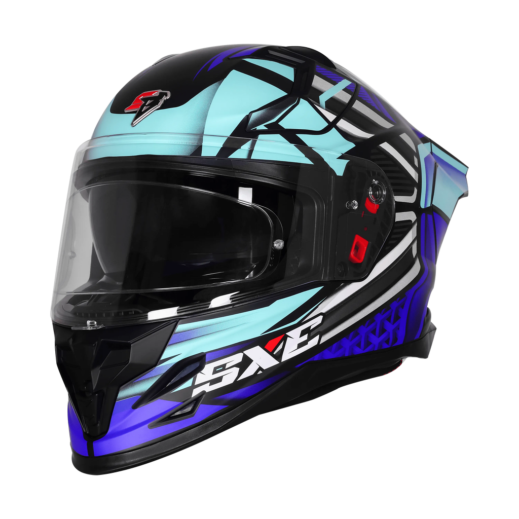 Steelbird Sbh 61 Sxe Sp2 Black Jazz Blue Full Face Helmet