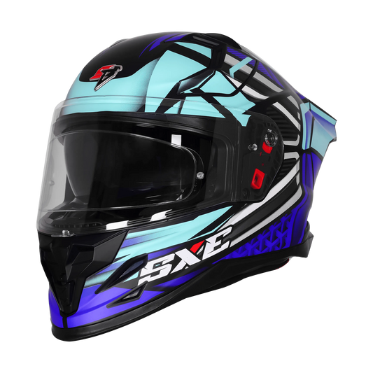 Steelbird Sbh 61 Sxe Sp2 Black Jazz Blue Full Face Helmet