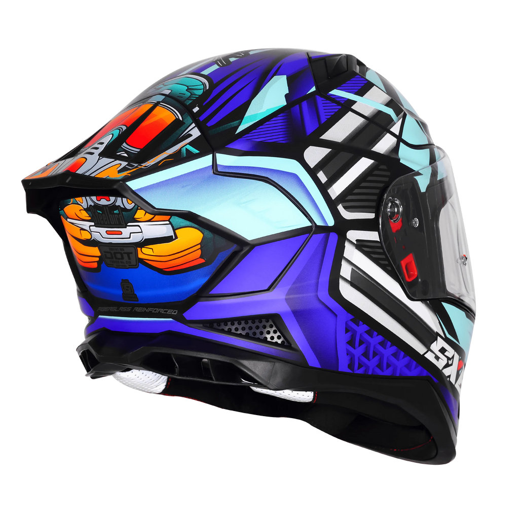 Steelbird Sbh 61 Sxe Sp2 Black Jazz Blue Full Face Helmet