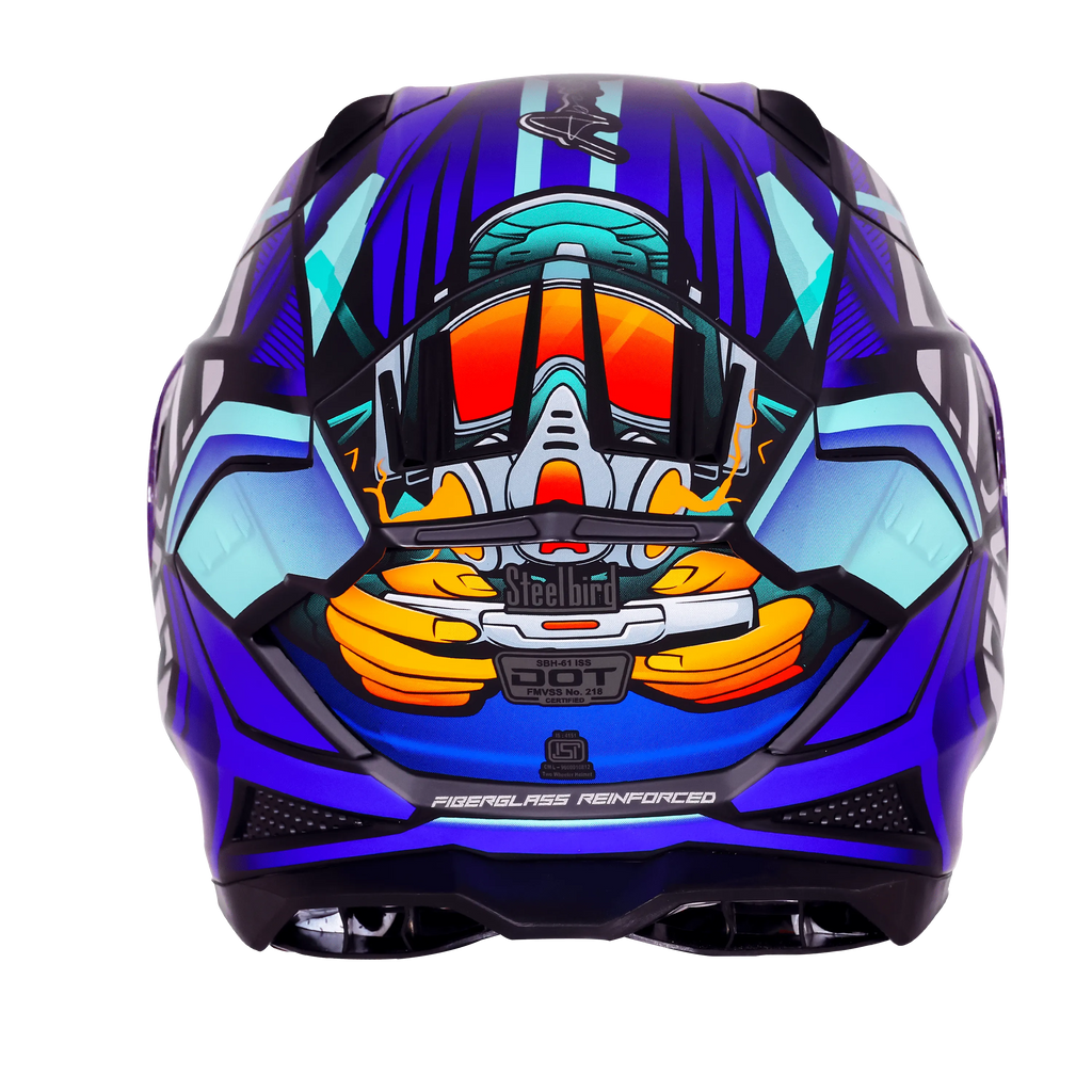 Steelbird Sbh 61 Sxe Sp2 Black Jazz Blue Full Face Helmet