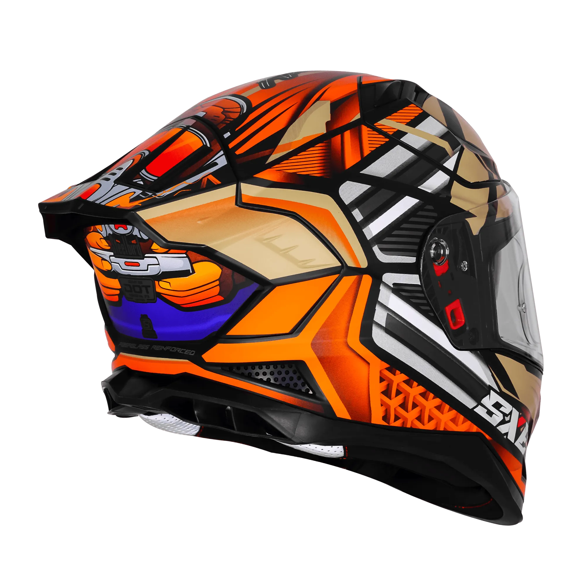 Steelbird Sbh 61 Sxe Sp2 Black Orange Full Face Helmet