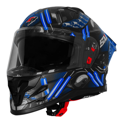 Steelbird Sbh 61 Sxe St1 Black Blue Full Face Helmet