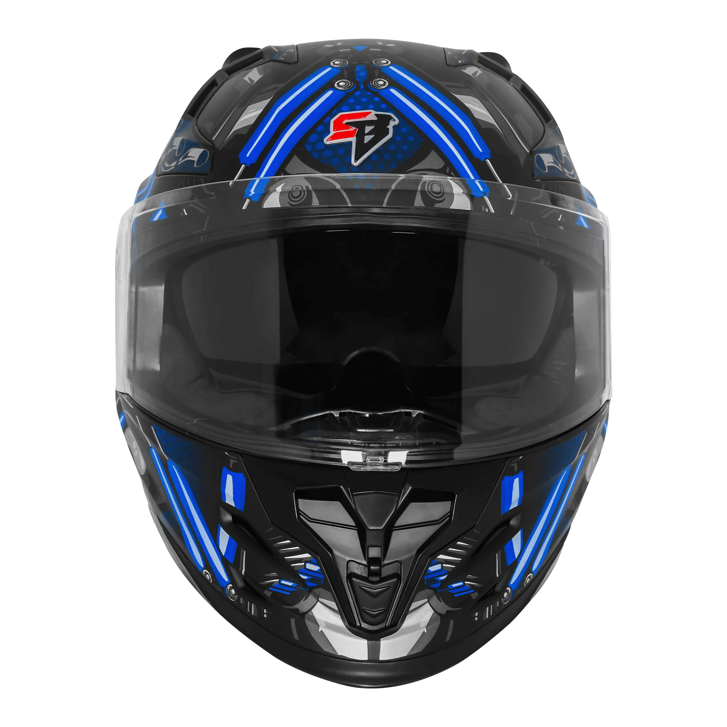Steelbird Sbh 61 Sxe St1 Black Blue Full Face Helmet