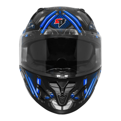 Steelbird Sbh 61 Sxe St1 Black Blue Full Face Helmet
