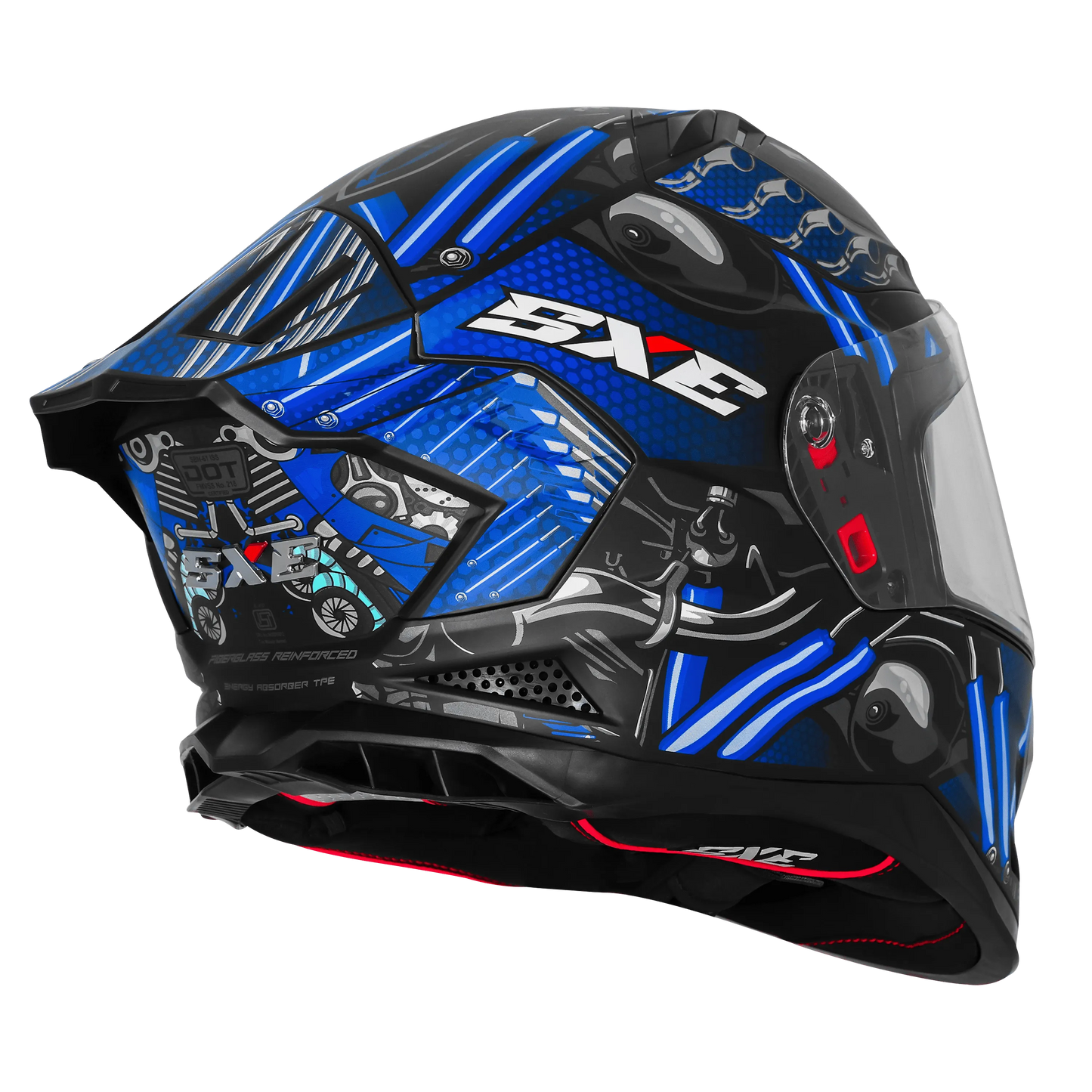 Steelbird Sbh 61 Sxe St1 Black Blue Full Face Helmet