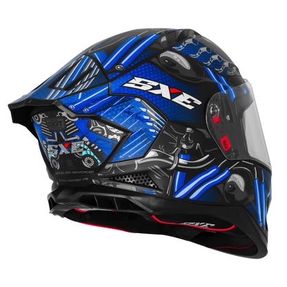 Steelbird Sbh 61 Sxe St1 Black Blue Full Face Helmet