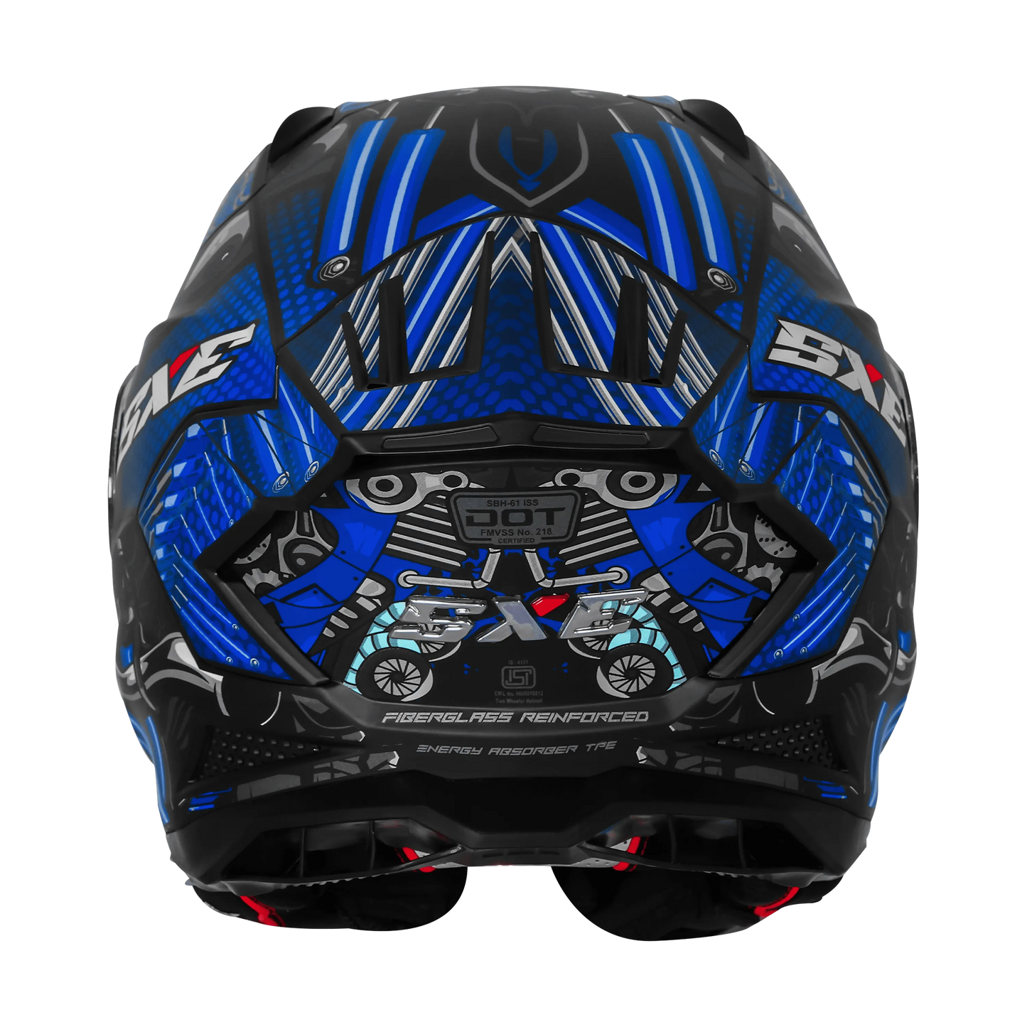 Steelbird Sbh 61 Sxe St1 Black Blue Full Face Helmet