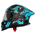 Steelbird Sbh 61 Sxe St1 Black Cyan Green Full Face Helmet