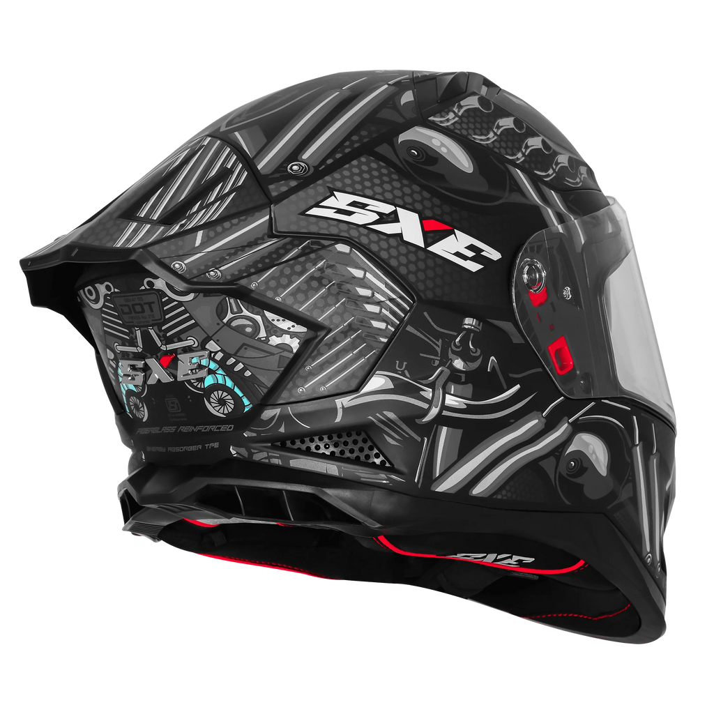 Steelbird Sbh 61 Sxe St1 Black Gray Full Face Helmet