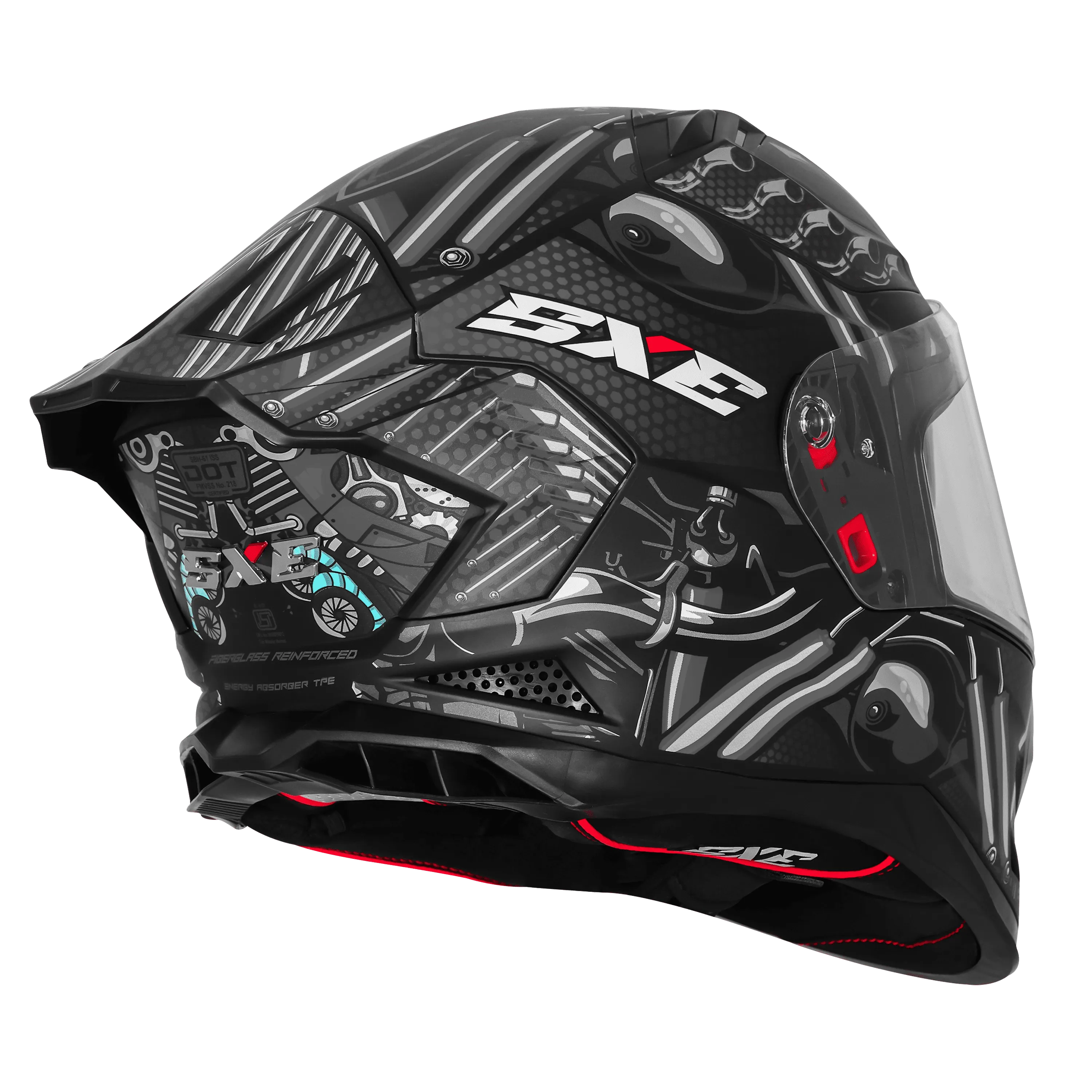 Steelbird Sbh 61 Sxe St1 Black Gray Full Face Helmet