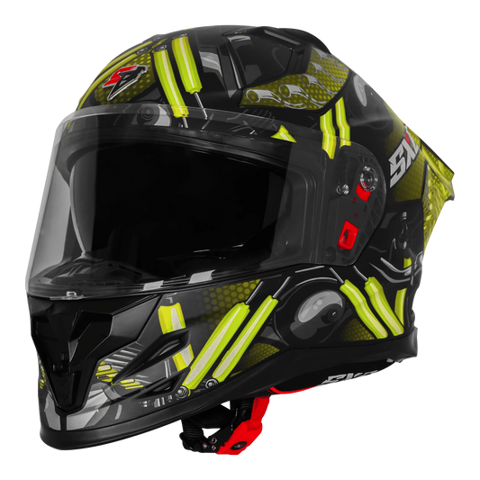 Steelbird Sbh 61 Sxe St1 Black Neon Full Face Helmet