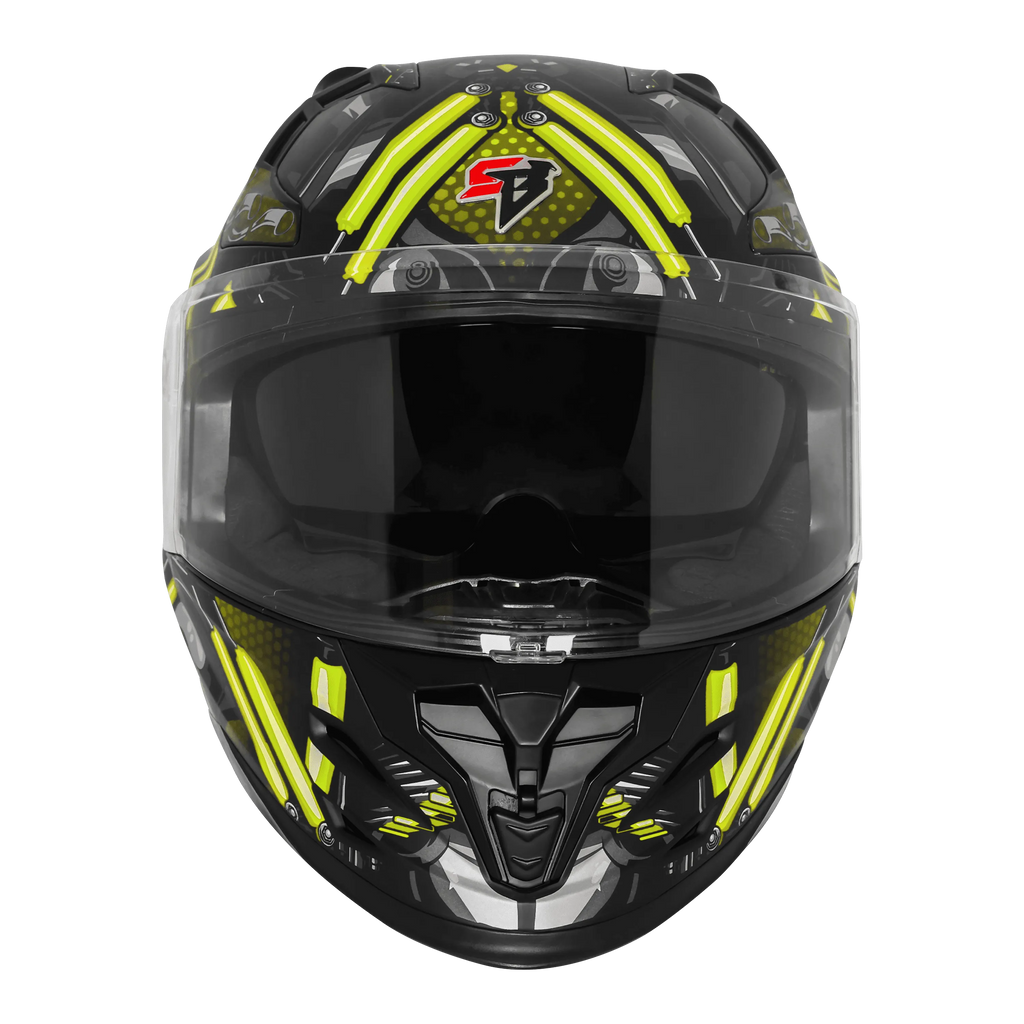 Steelbird Sbh 61 Sxe St1 Black Neon Full Face Helmet
