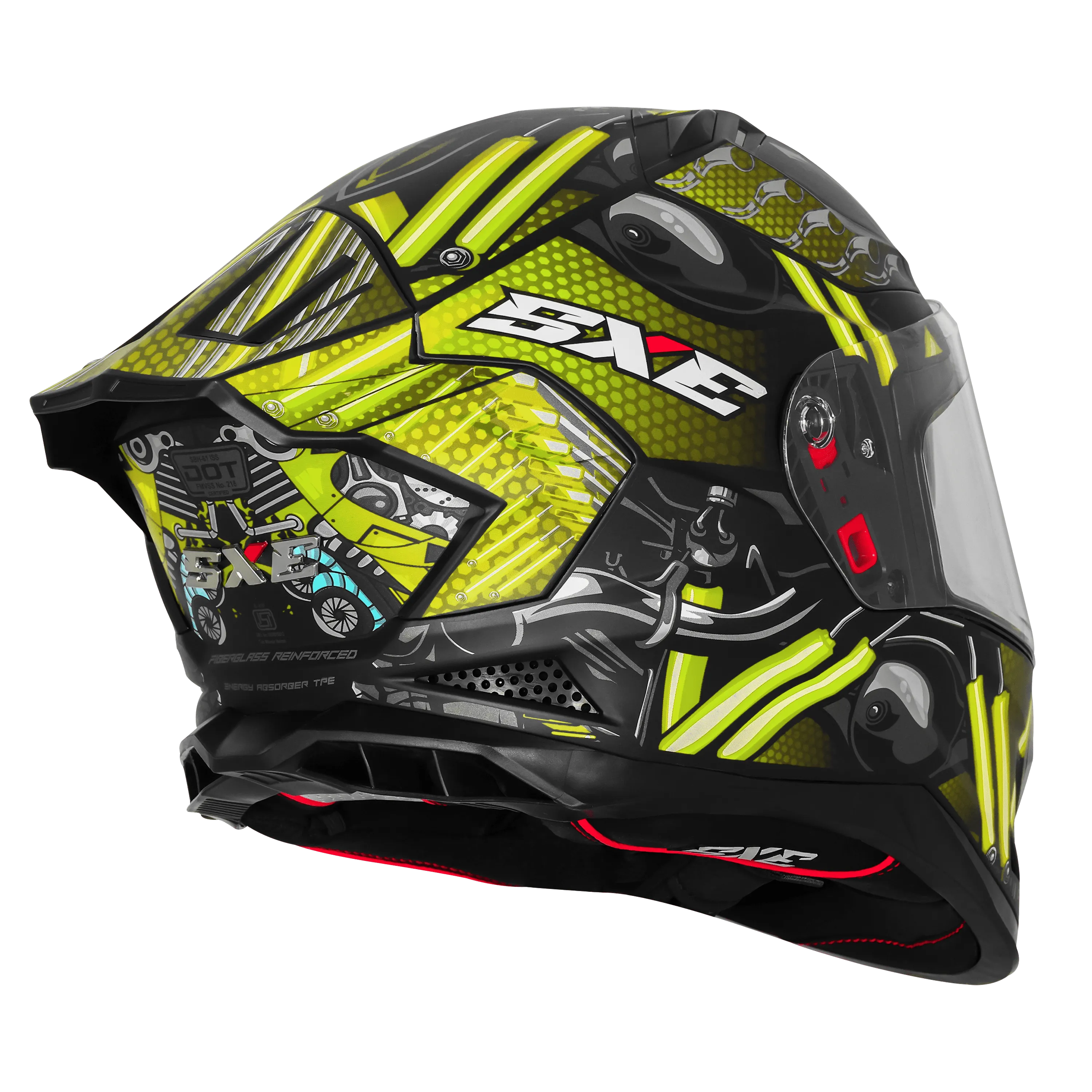 Steelbird Sbh 61 Sxe St1 Black Neon Full Face Helmet