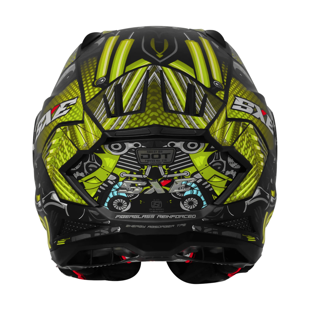 Steelbird Sbh 61 Sxe St1 Black Neon Full Face Helmet