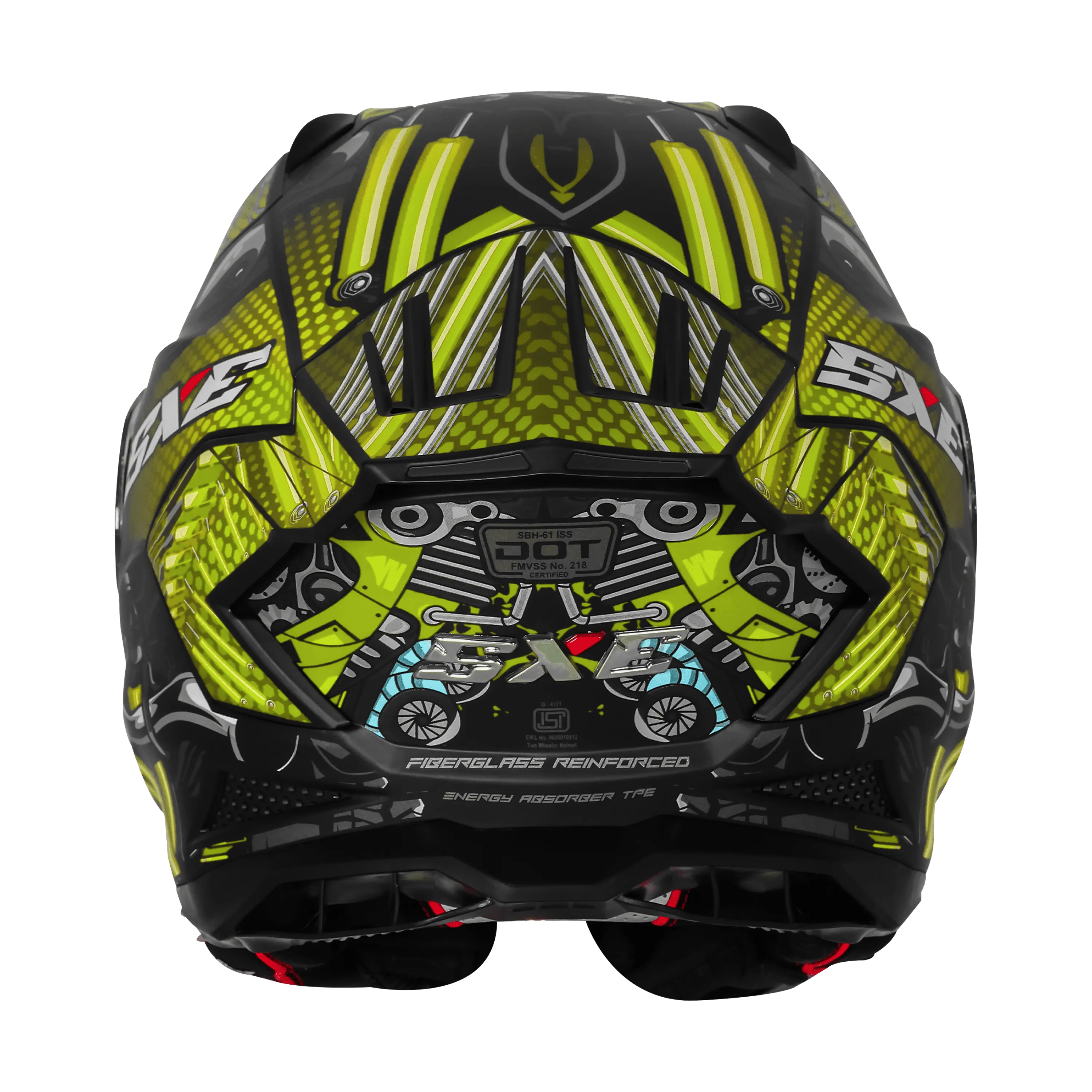 Steelbird Sbh 61 Sxe St1 Black Neon Full Face Helmet