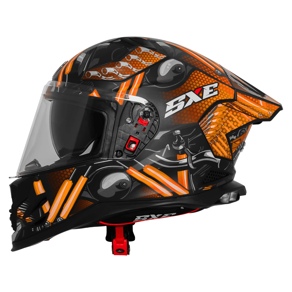 Steelbird Sbh 61 Sxe St1 Black Orange Full Face Helmet