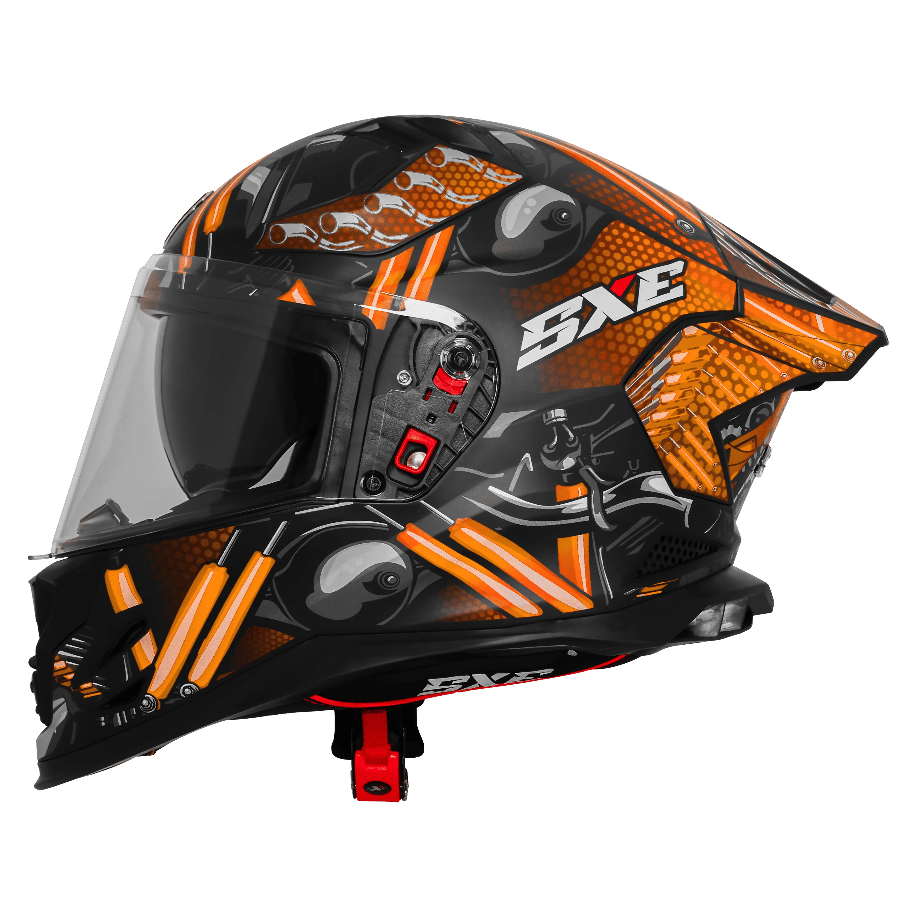 Steelbird Sbh 61 Sxe St1 Black Orange Full Face Helmet