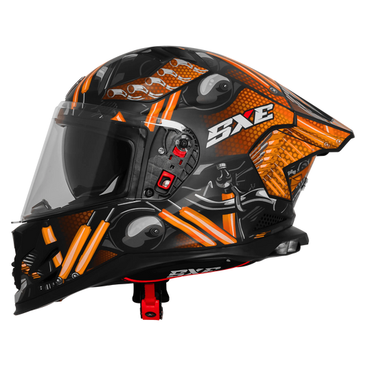 Steelbird Sbh 61 Sxe St1 Black Orange Full Face Helmet