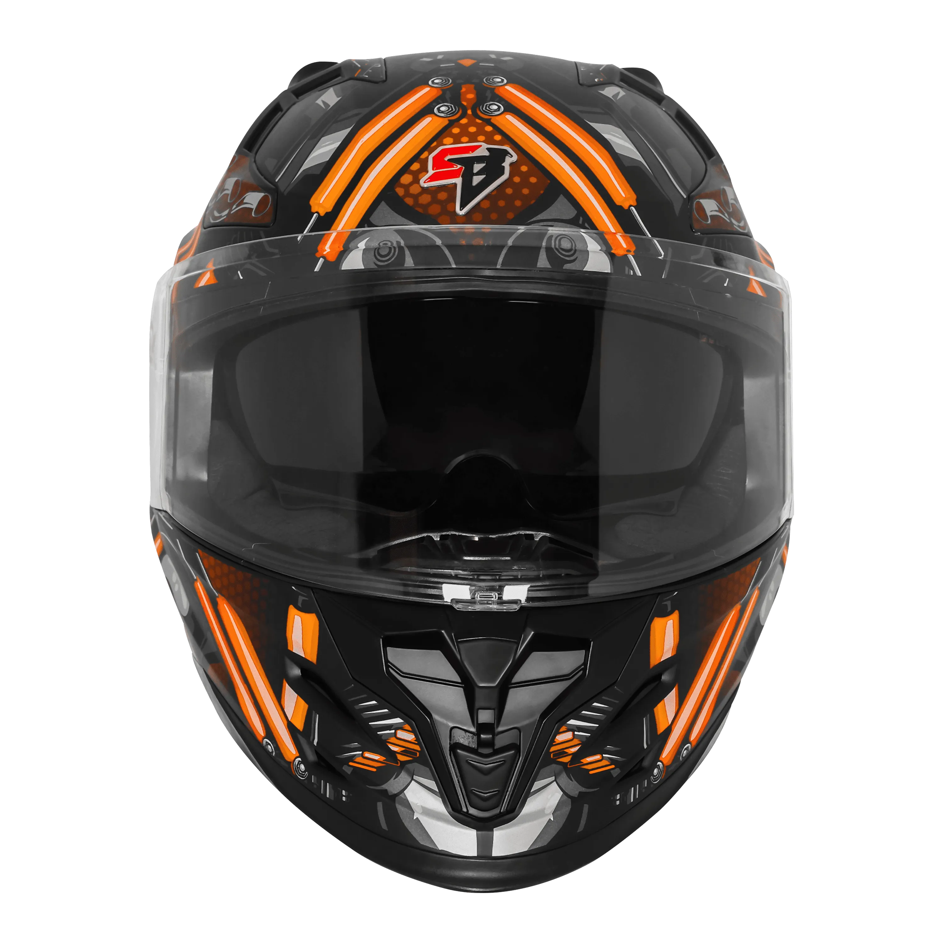 Steelbird Sbh 61 Sxe St1 Black Orange Full Face Helmet