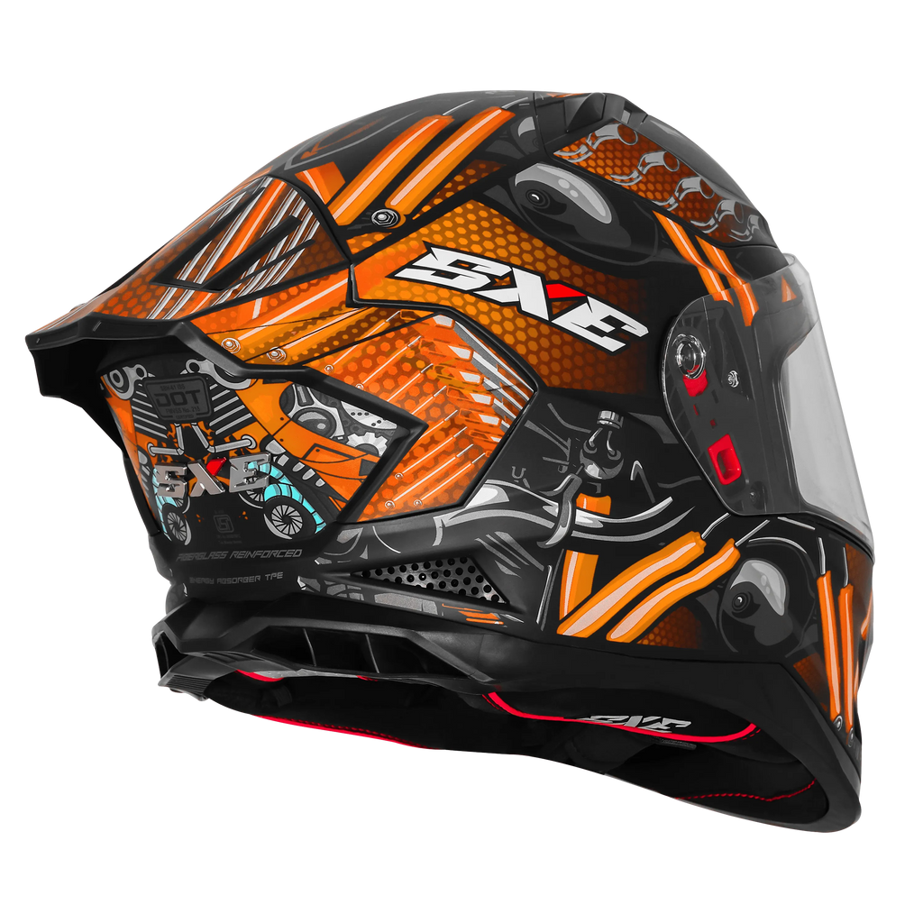 Steelbird Sbh 61 Sxe St1 Black Orange Full Face Helmet