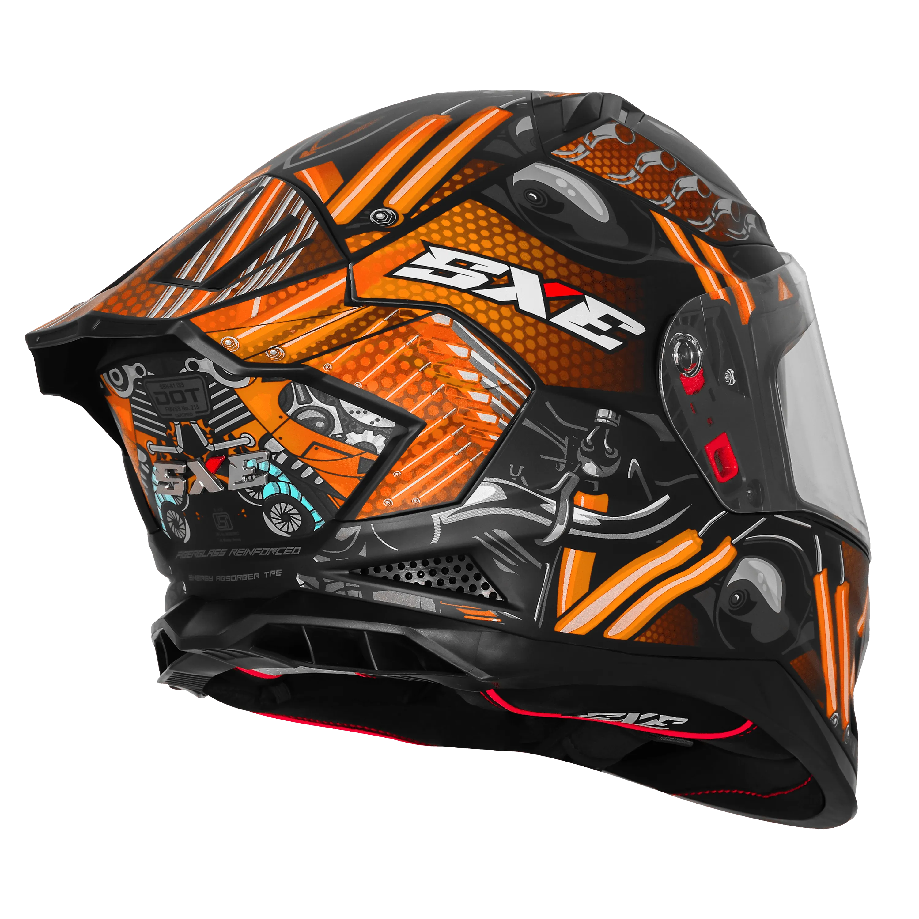 Steelbird Sbh 61 Sxe St1 Black Orange Full Face Helmet