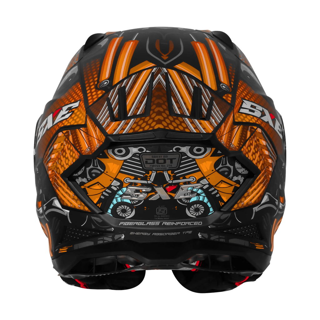 Steelbird Sbh 61 Sxe St1 Black Orange Full Face Helmet