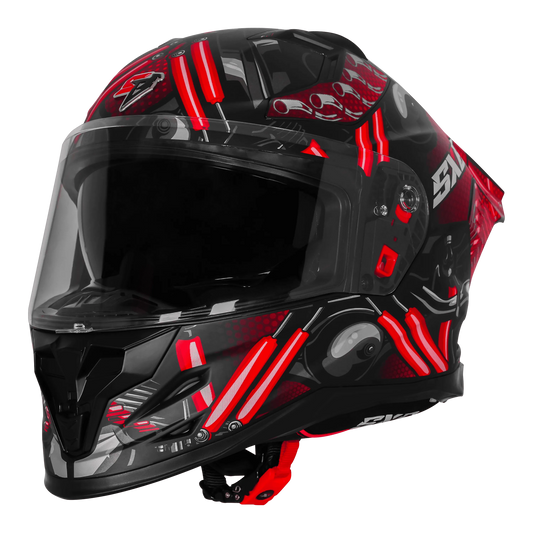 Steelbird Sbh 61 Sxe St1 Black Red Full Face Helmet