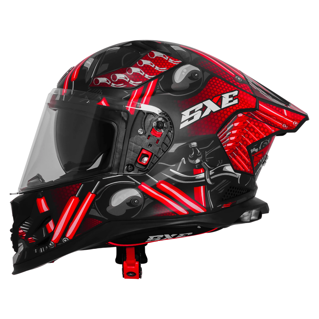 Steelbird Sbh 61 Sxe St1 Matt Black Red Full Face Helmet