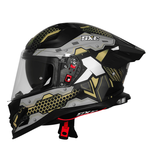 Steelbird Sbh 61 Sxe St2 Black Battle Green Full Face Helmet