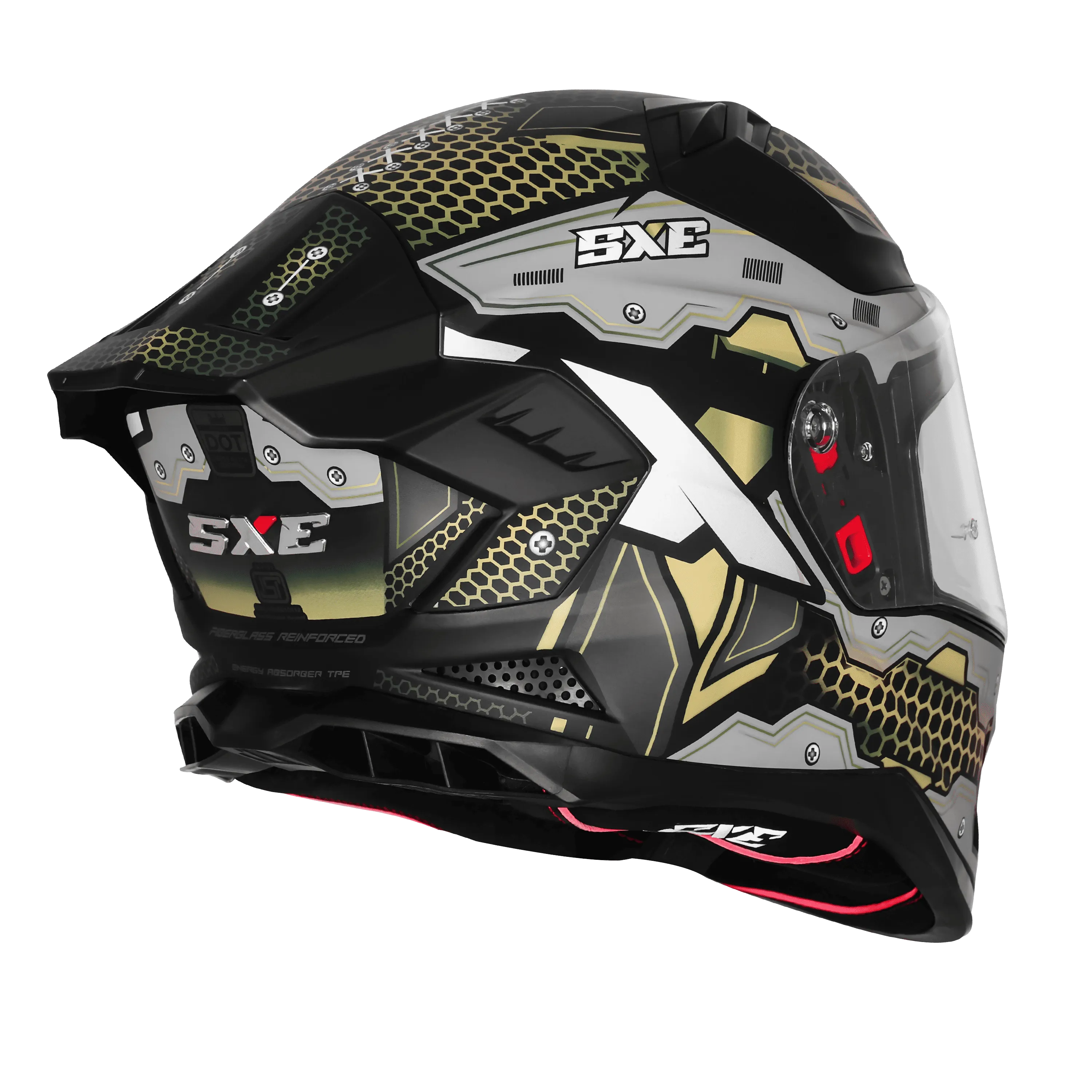 Steelbird Sbh 61 Sxe St2 Black Battle Green Full Face Helmet