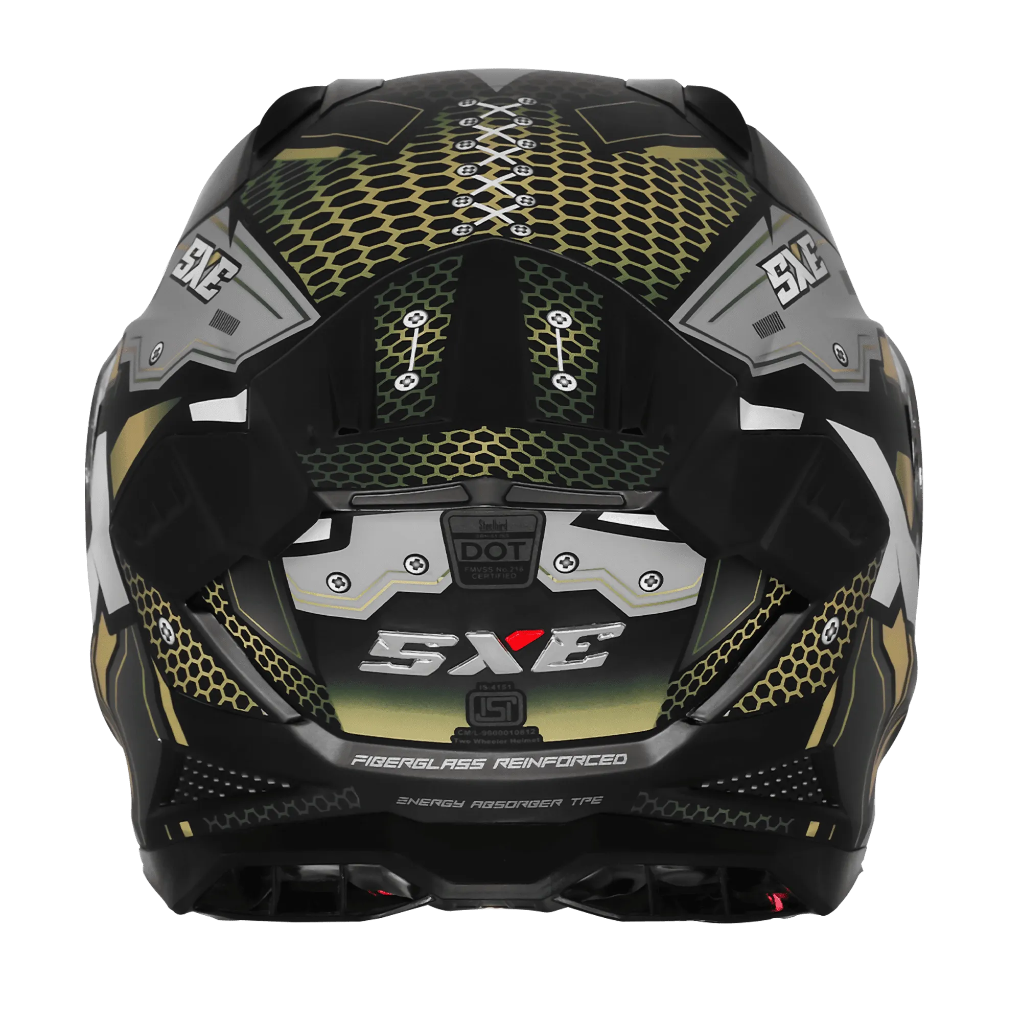 Steelbird Sbh 61 Sxe St2 Black Battle Green Full Face Helmet
