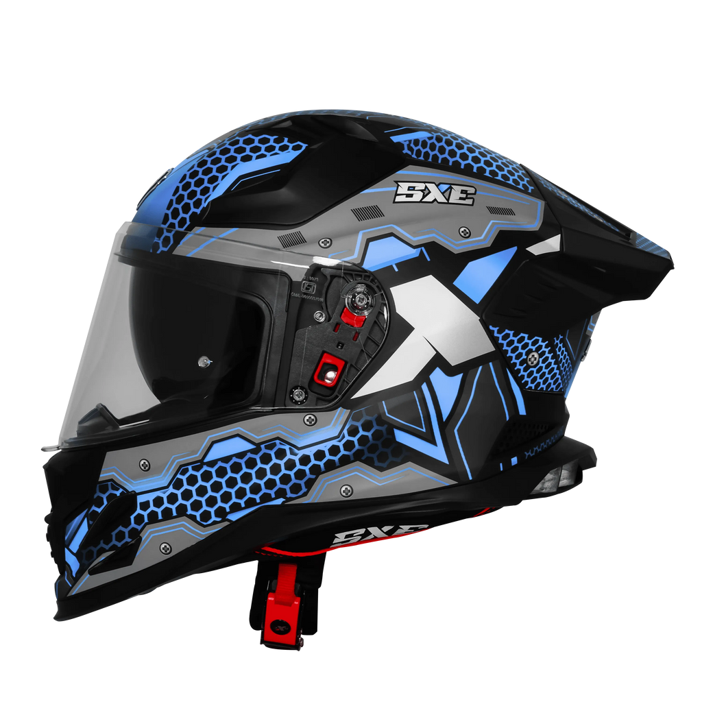 Steelbird Sbh 61 Sxe St2 Black Blue Full Face Helmet