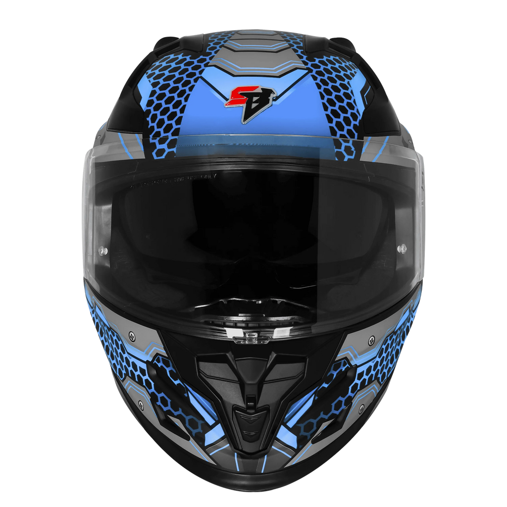 Steelbird Sbh 61 Sxe St2 Black Blue Full Face Helmet