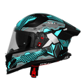 Steelbird Sbh 61 Sxe St2 Black Cyan Green Full Face Helmet